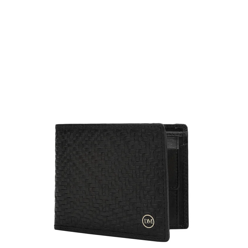 دا ميلانو Black Bifold Leather Mens Wallet
